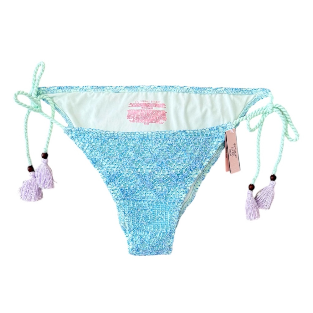 Victoria’s Secret Blue and Mint Bikini Bottom with Tassels. Size M